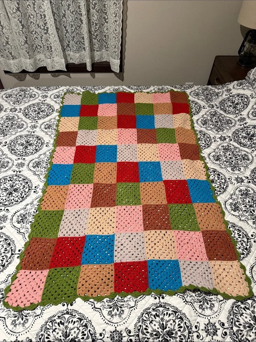 Handmade Multicolor Crochet Patchwork Throw - Home Holiday